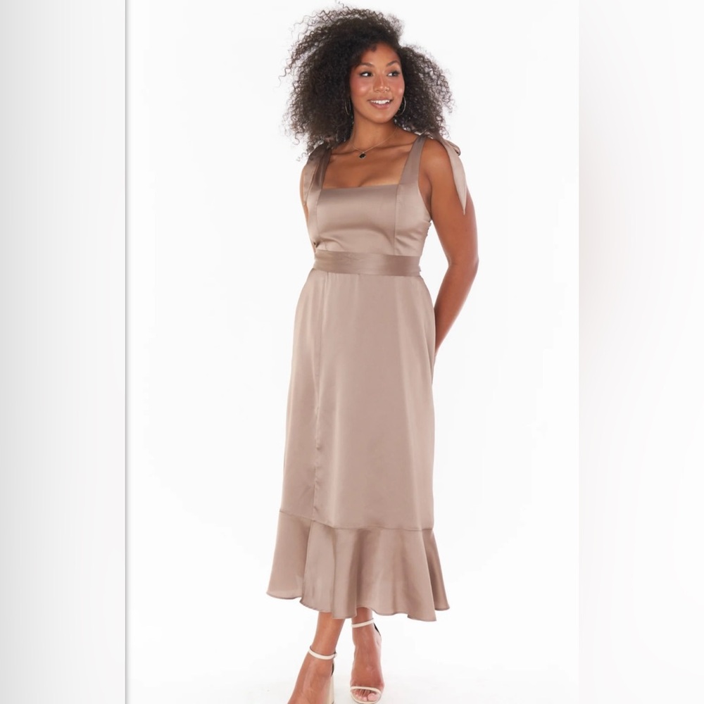 Show Me Your MuMu Taupe Midi Dress